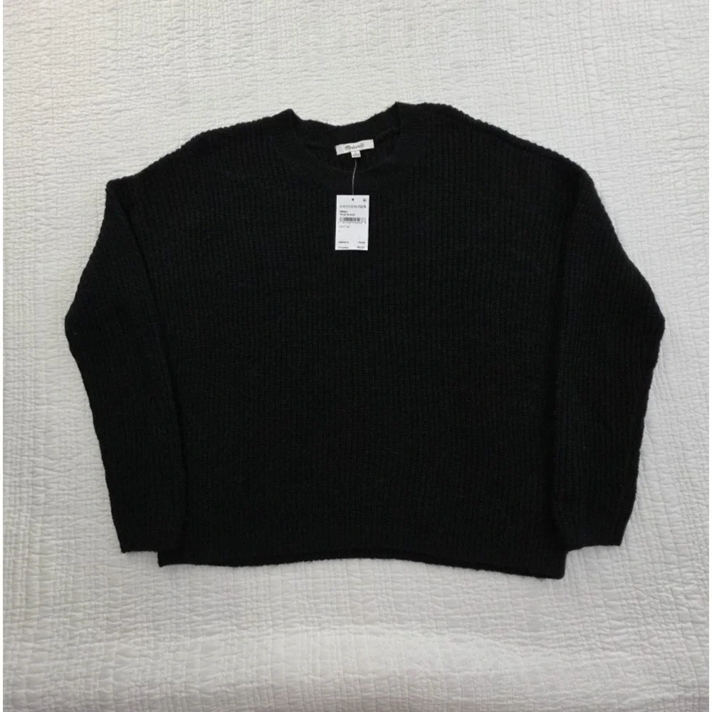 Madewell Alpaca Blend Sweater Women L Large True Black NEW Long Sleeve Crew Neck